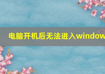 电脑开机后无法进入windows