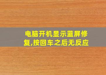 电脑开机显示蓝屏修复,按回车之后无反应