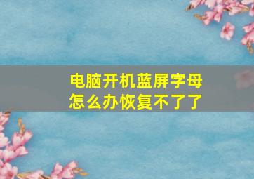 电脑开机蓝屏字母怎么办恢复不了了