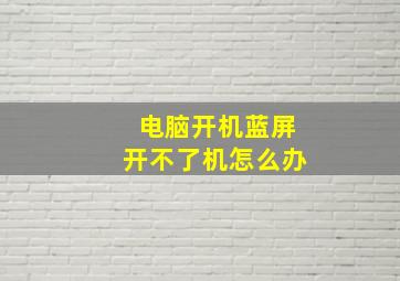 电脑开机蓝屏开不了机怎么办