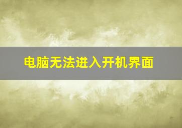 电脑无法进入开机界面