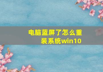 电脑蓝屏了怎么重装系统win10