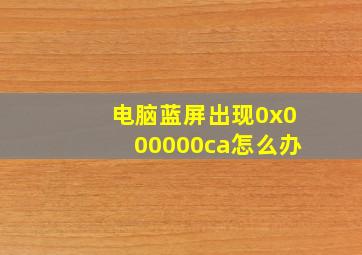 电脑蓝屏出现0x000000ca怎么办