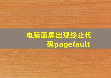 电脑蓝屏出现终止代码pagefault