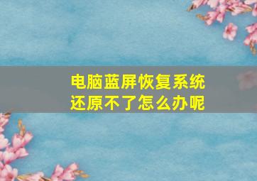 电脑蓝屏恢复系统还原不了怎么办呢