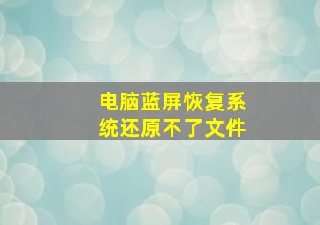 电脑蓝屏恢复系统还原不了文件