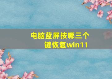 电脑蓝屏按哪三个键恢复win11