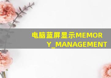 电脑蓝屏显示MEMORY_MANAGEMENT