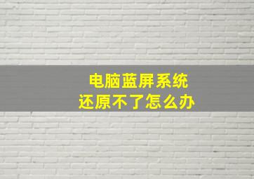 电脑蓝屏系统还原不了怎么办