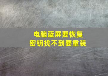 电脑蓝屏要恢复密钥找不到要重装