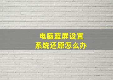 电脑蓝屏设置系统还原怎么办