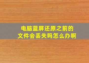 电脑蓝屏还原之前的文件会丢失吗怎么办啊