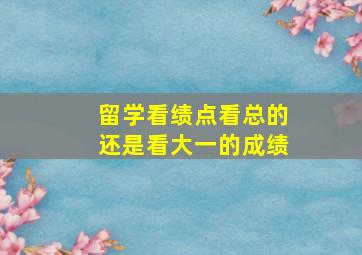 留学看绩点看总的还是看大一的成绩