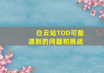 白云站TOD可能遇到的问题和挑战