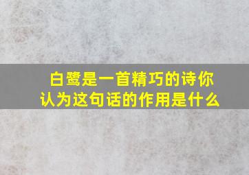 白鹭是一首精巧的诗你认为这句话的作用是什么