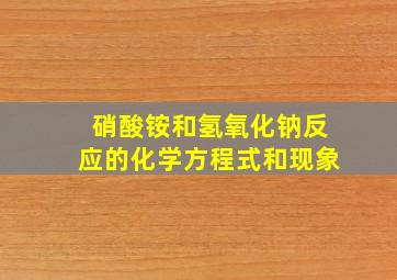 硝酸铵和氢氧化钠反应的化学方程式和现象