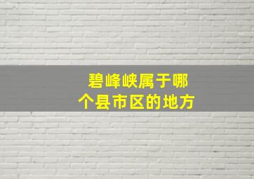 碧峰峡属于哪个县市区的地方