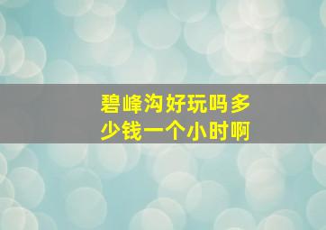 碧峰沟好玩吗多少钱一个小时啊