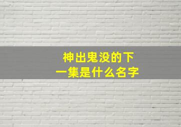 神出鬼没的下一集是什么名字