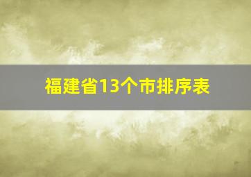 福建省13个市排序表