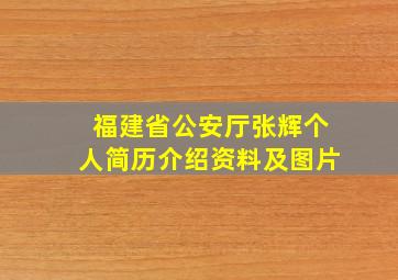 福建省公安厅张辉个人简历介绍资料及图片