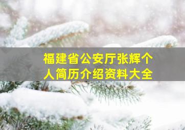 福建省公安厅张辉个人简历介绍资料大全