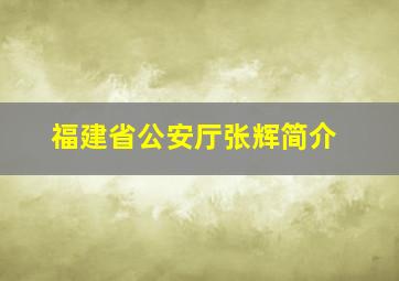 福建省公安厅张辉简介