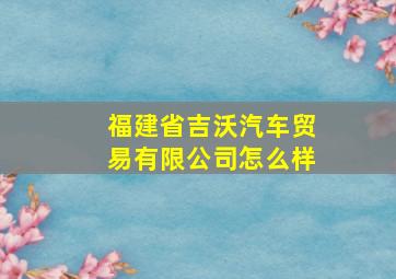 福建省吉沃汽车贸易有限公司怎么样