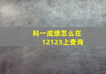 科一成绩怎么在12123上查询