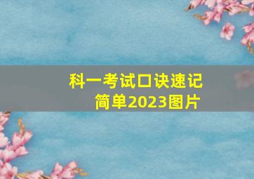 科一考试口诀速记简单2023图片