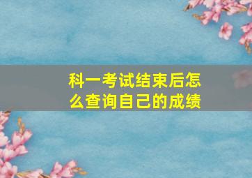 科一考试结束后怎么查询自己的成绩