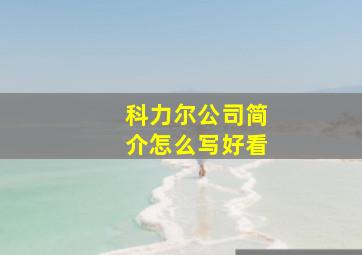 科力尔公司简介怎么写好看