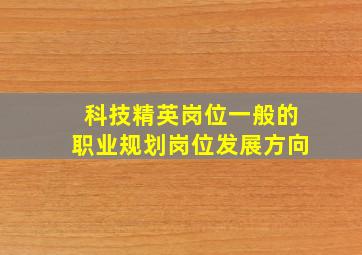 科技精英岗位一般的职业规划岗位发展方向