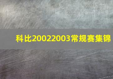 科比20022003常规赛集锦