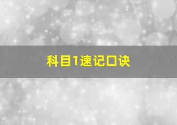 科目1速记口诀