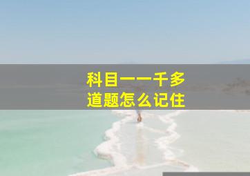 科目一一千多道题怎么记住