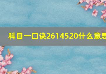 科目一口诀2614520什么意思