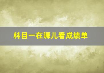 科目一在哪儿看成绩单