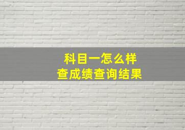 科目一怎么样查成绩查询结果