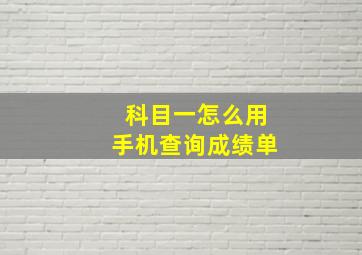 科目一怎么用手机查询成绩单