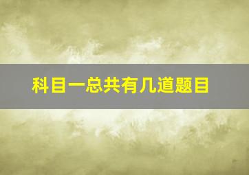 科目一总共有几道题目