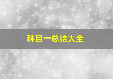 科目一总结大全