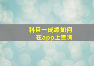 科目一成绩如何在app上查询