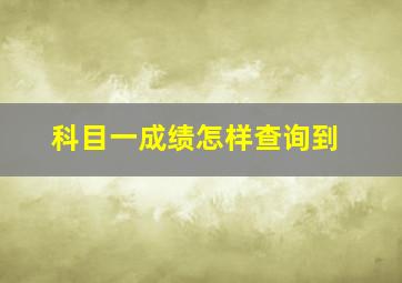 科目一成绩怎样查询到