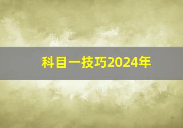 科目一技巧2024年