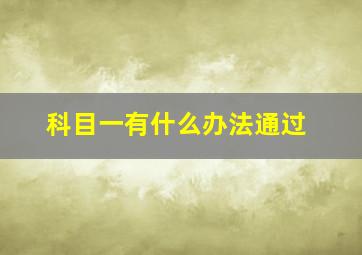 科目一有什么办法通过