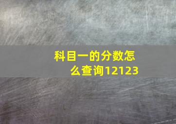 科目一的分数怎么查询12123