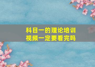 科目一的理论培训视频一定要看完吗