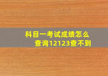 科目一考试成绩怎么查询12123查不到