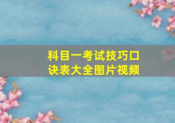 科目一考试技巧口诀表大全图片视频